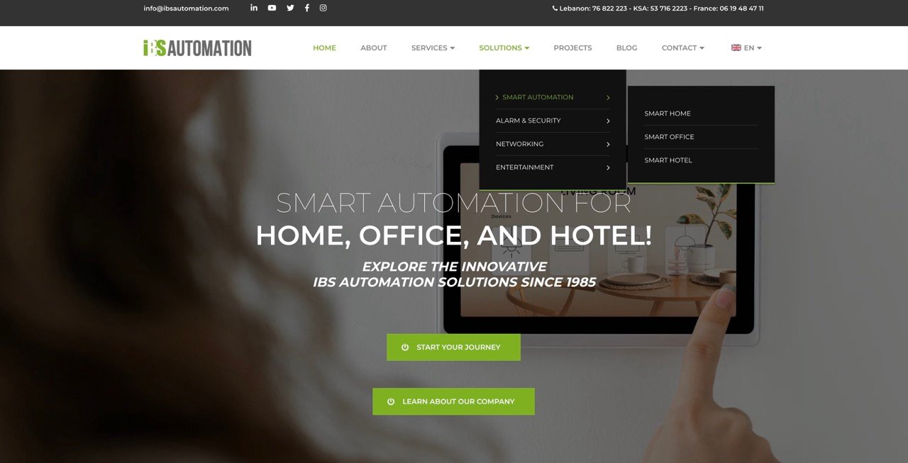 A screenshot of the IBS Automation homepage.